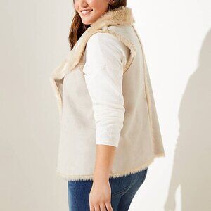 Loft PLUS Reversible Faux Shearling Vest - Size 14 Plus - Island Beige